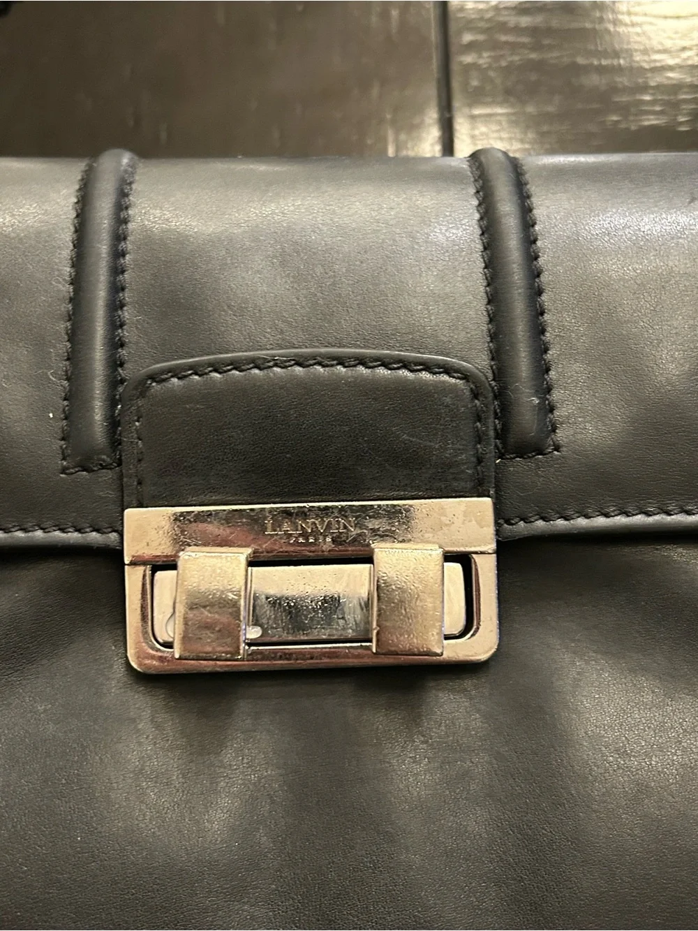 Lanvin Black Leather Chain Crossbody Bag